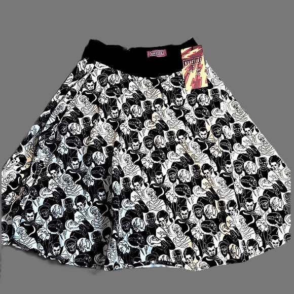 Monsters skirt XS/2 NWT Dracula, Werewolf, Frankenstein - Picture 1 of 6